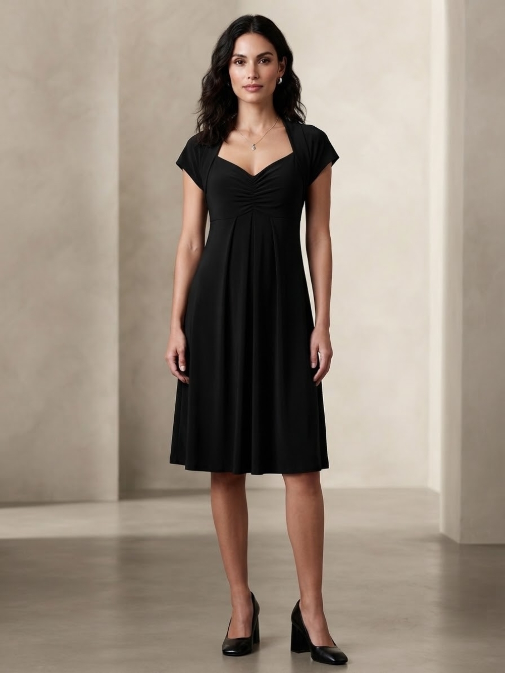 Eliza J Black Ruched Sweetheart Midi Dress Size 6
